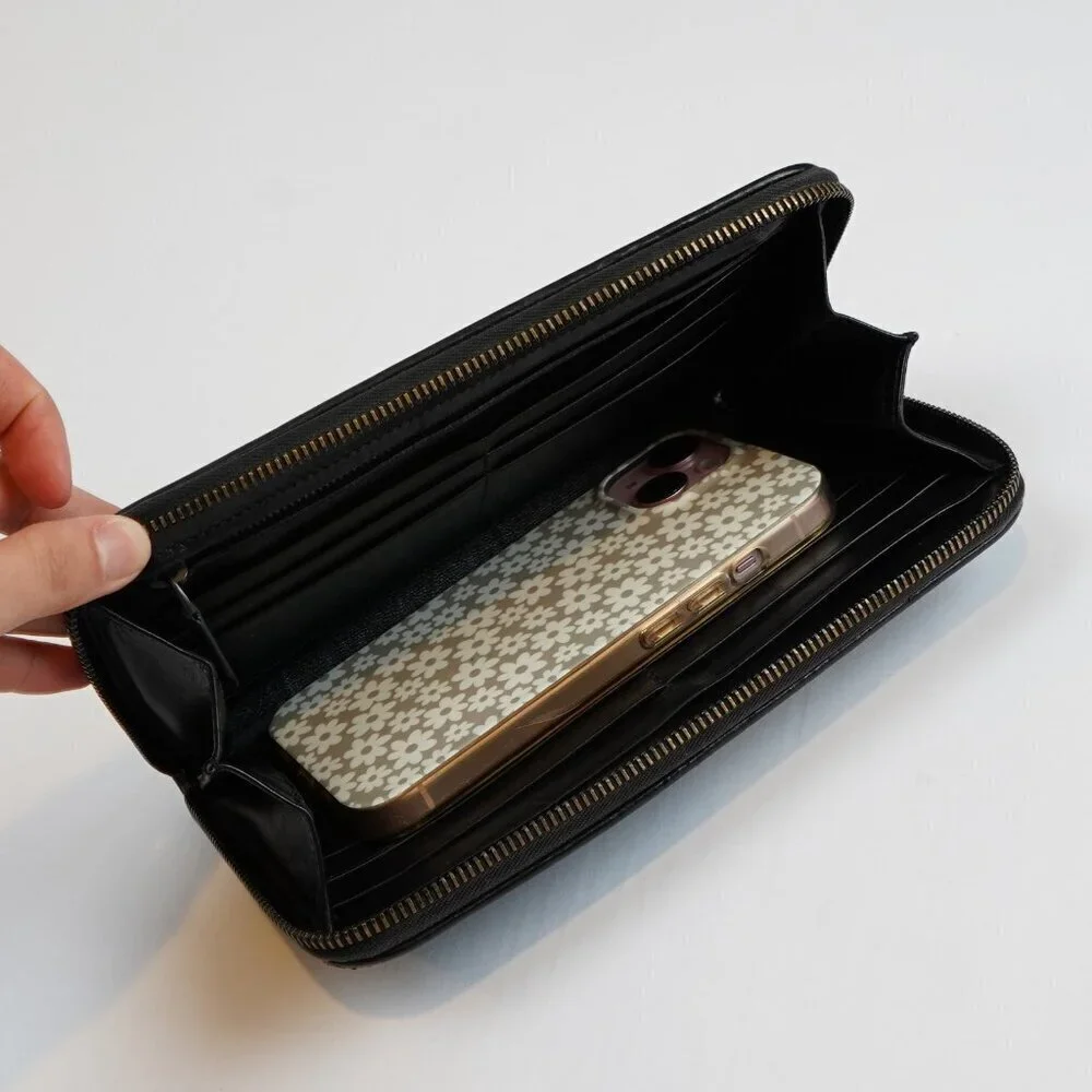 Bottega Veneta Continental Black Intrecciato Leather Zip Wallet 8.5in Oversized - Picture 9 of 11